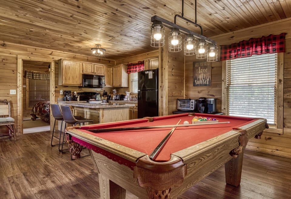 Smoky Mountain Vacation Rental - "Black Bear Lodge" - Game room and kitchen