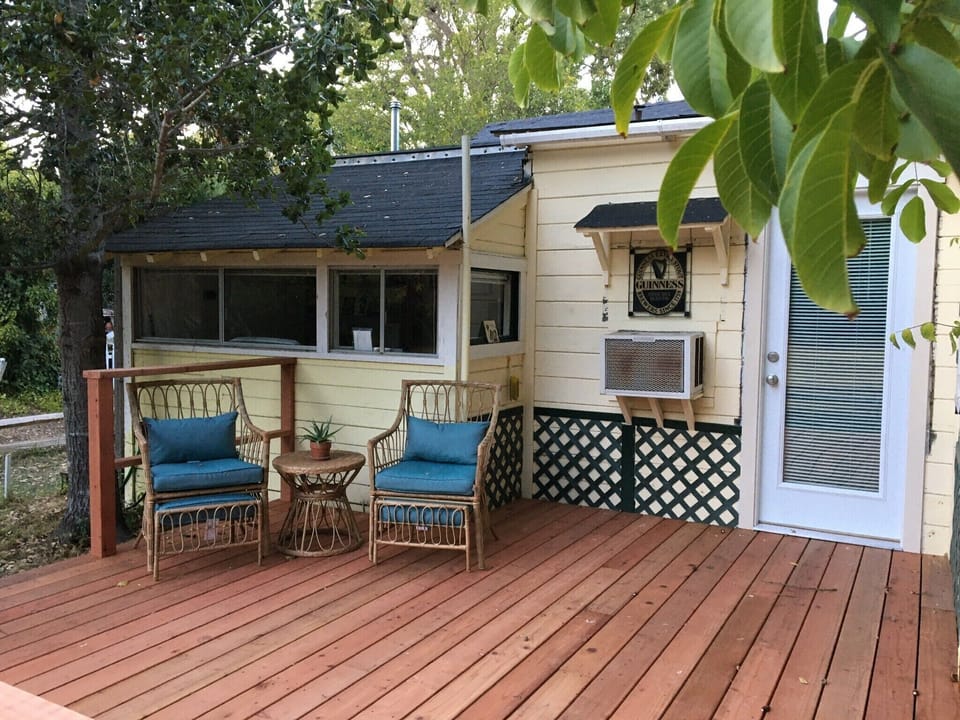 Private redwood deck off the bedroom.