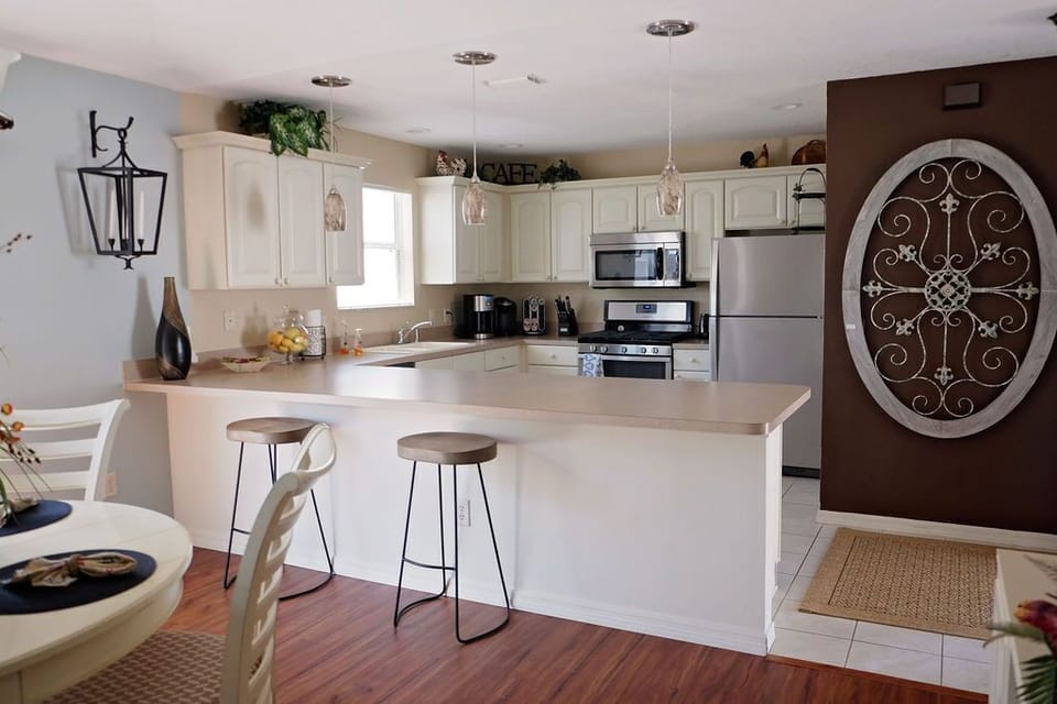 You'll love the spacious kitchen, ample serving and prep area, all stainless.
