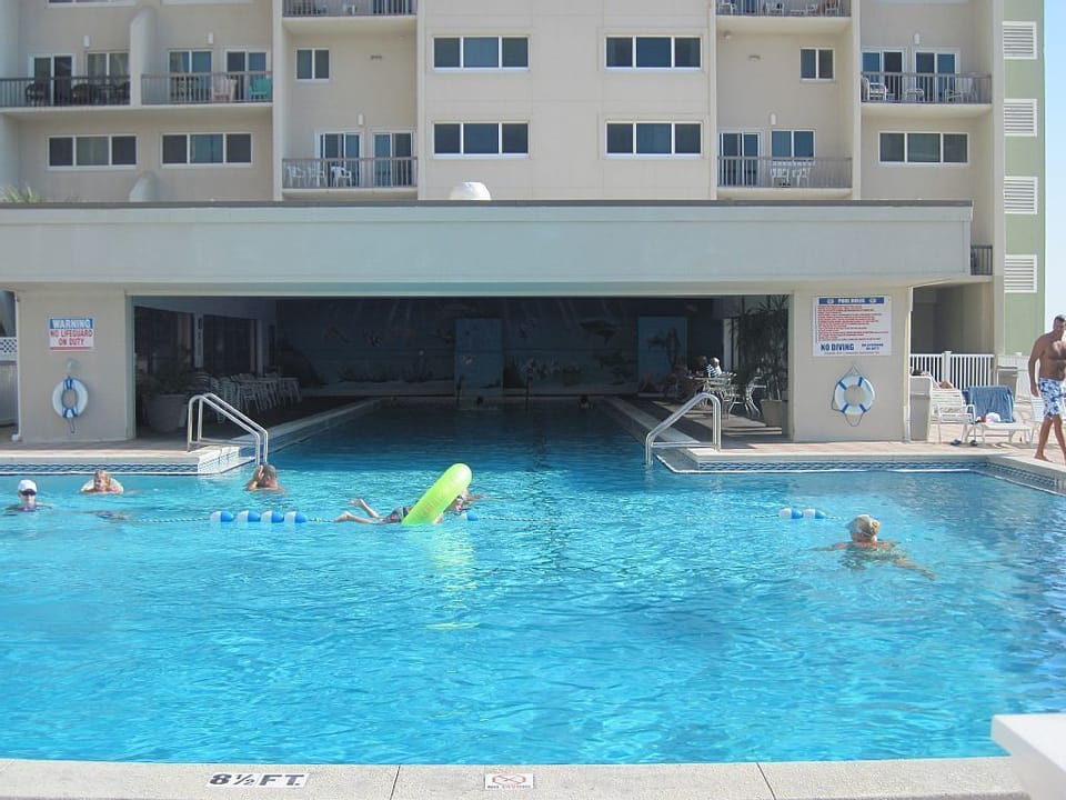 Large pool with covered end during winter will be heated
