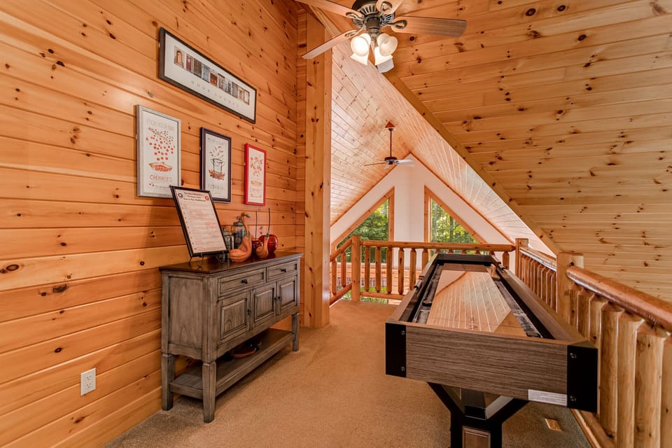 Loft area also includes a brand-new shuffleboard table, so practice your skills.