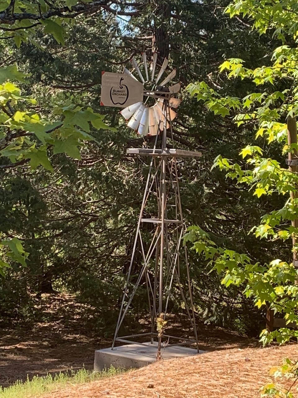 Our charming windmill rotates gently in the breeze.