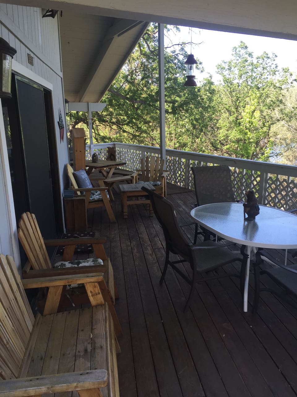 Large deck overlooking lake