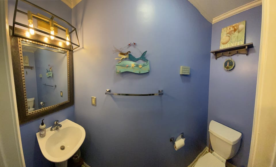 New light mirror & paint powder room 1st floor 