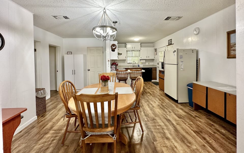 Dining and kitchen.