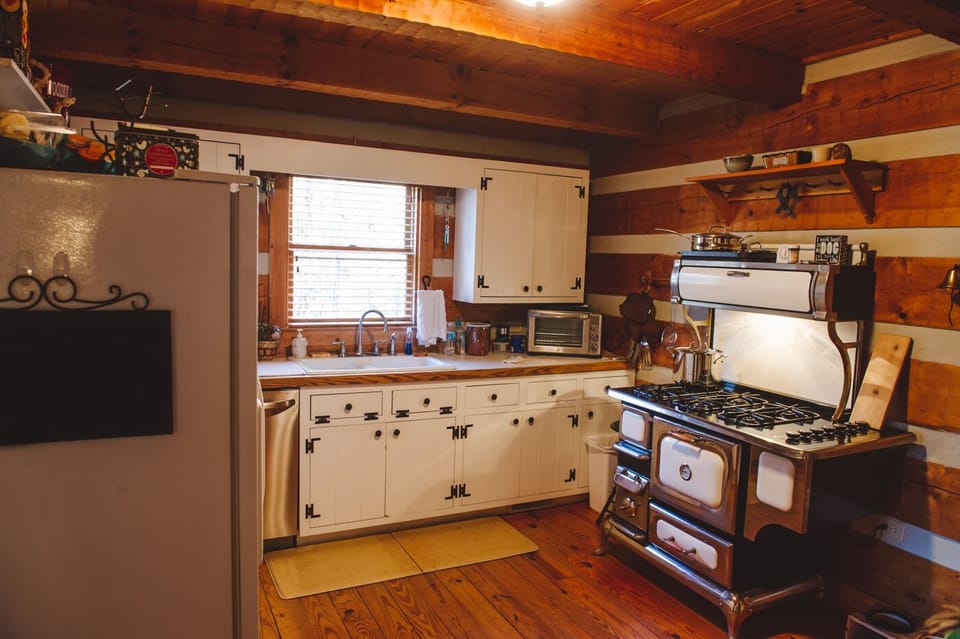 Kitchen with ole time look stove and all the extras. Photo by DCP.