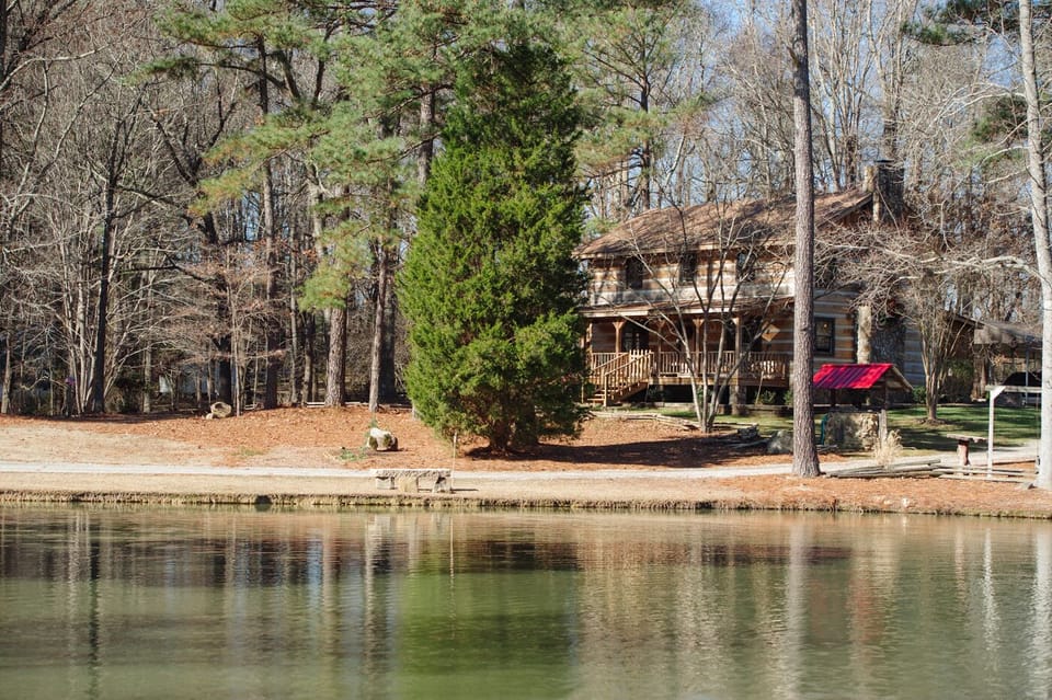 Looking across pond to the cabin. Photo by DCP.