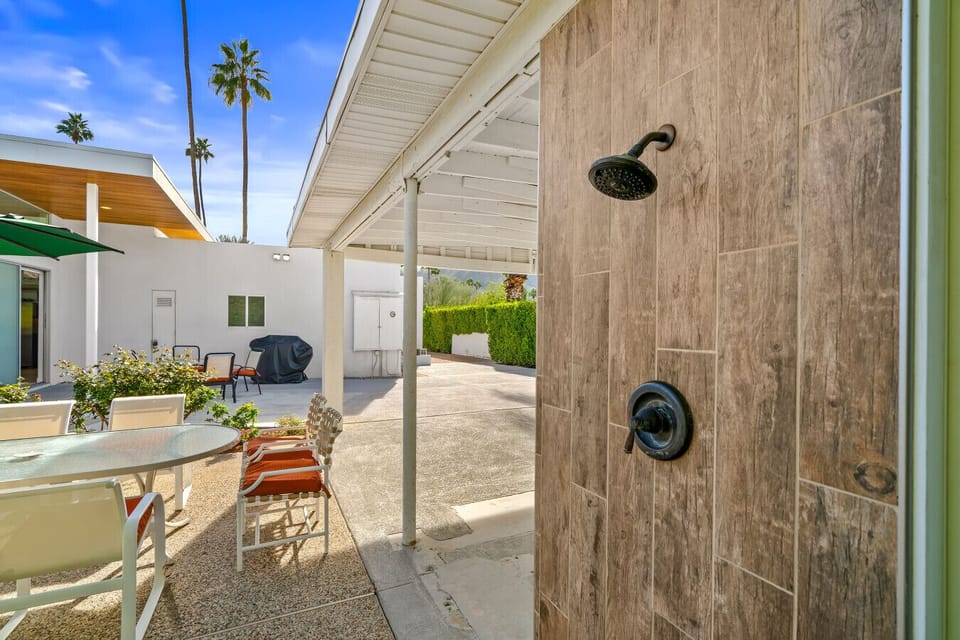 Cold Outdoor Shower for Poolside Rinse or Wellness Therapy