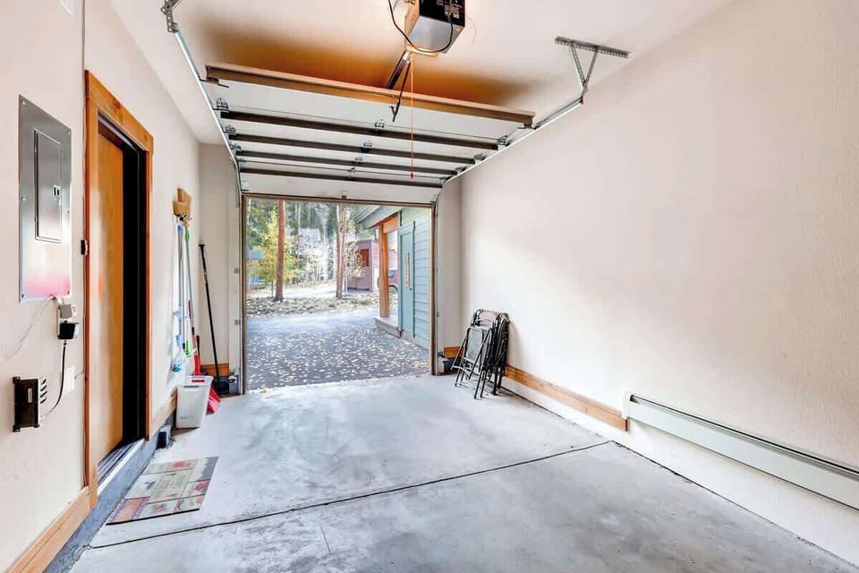 One car garage room for storing ski or biking gear.