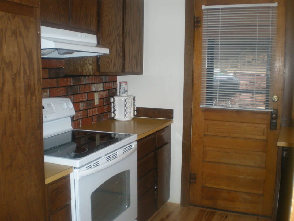 stove and door to picnic area