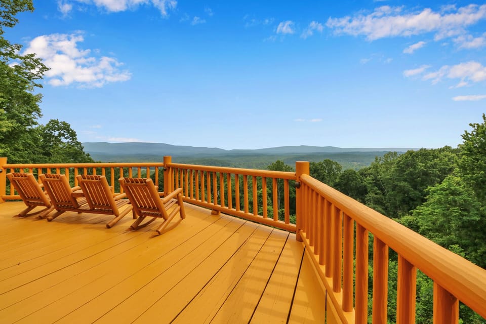 Newly painted deck overlooking the long-range view.