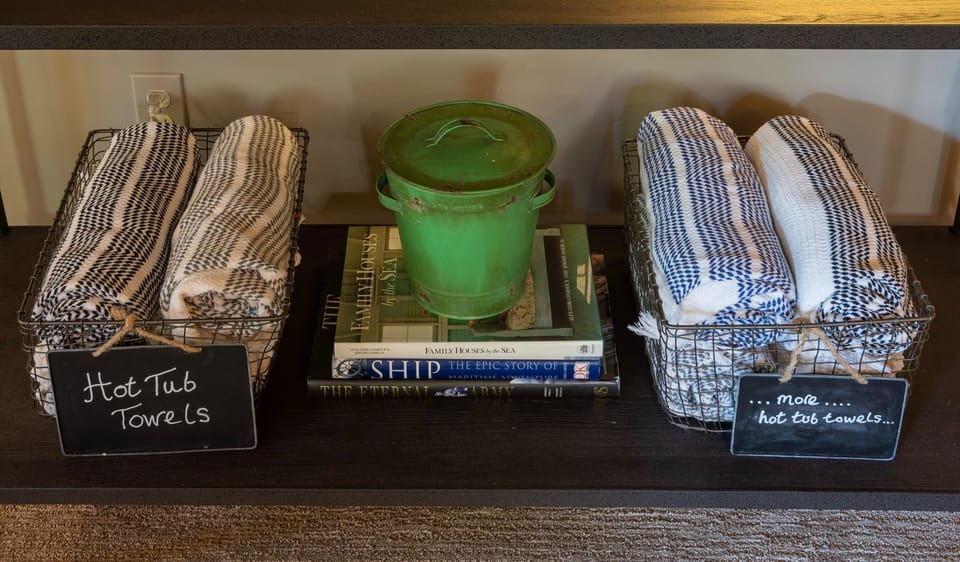 Detail of Turkish towels offered for hot tub use