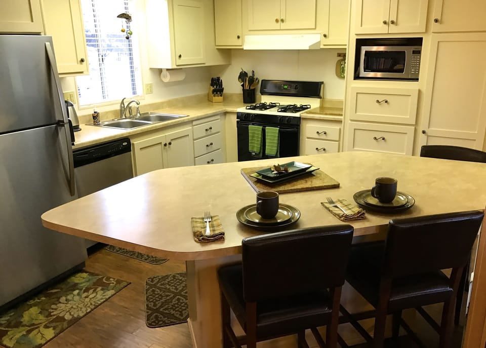 Enjoy creating a meal together in the open kitchen.
