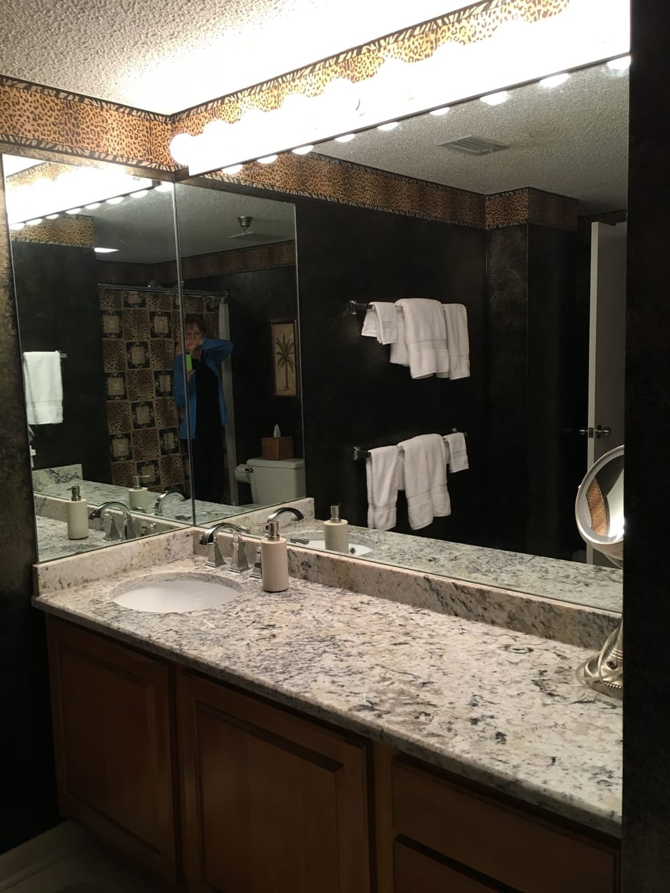 Master bath with granite counter top and garden tub 