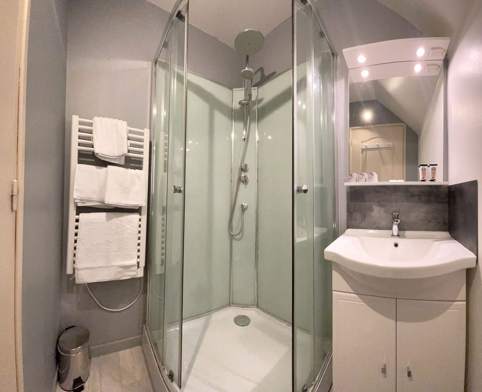 Chambre Familiale | Bathroom | Shower, rainfall showerhead, free toiletries, hair dryer