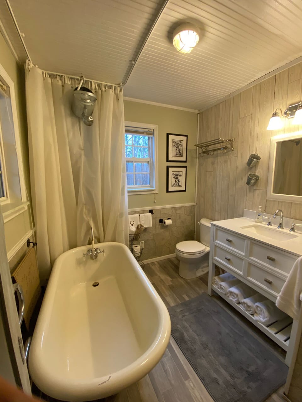 Downstairs bath, antique 1923 claw foot tub. 