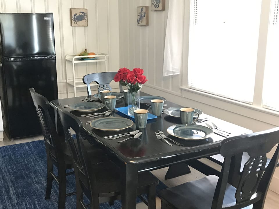 Gather around the table--no need to eat out every meal. Relax, chat, connect...