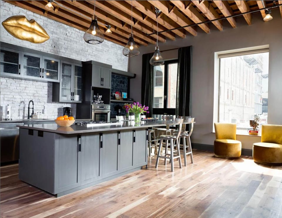 Large kitchen with all stainless appliances 