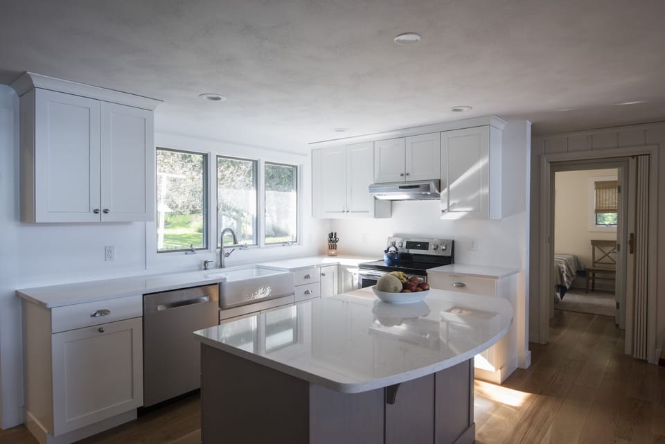 Kitchen with farm sink