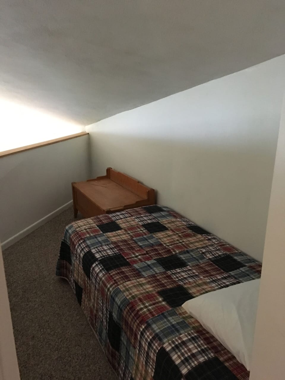 The sleeping loft has a twin bed