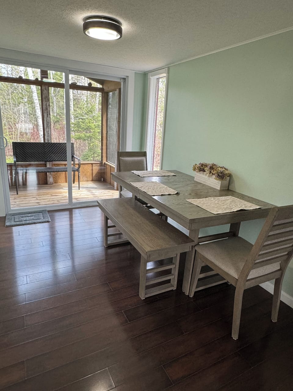 Dinning room- two bar stools are under the kitchen counter for more seating! 