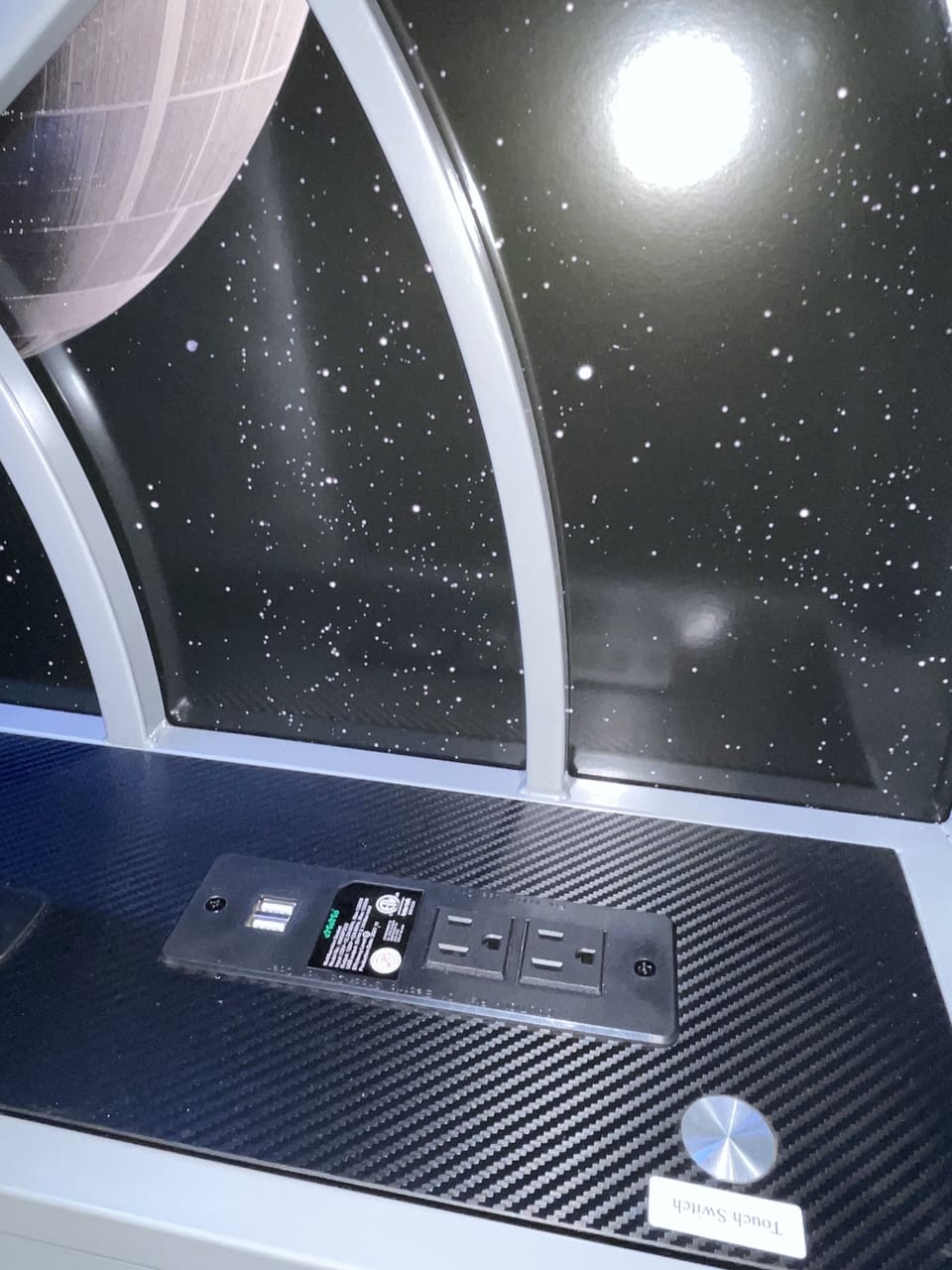 Built in Charging ports, outlets, speakers