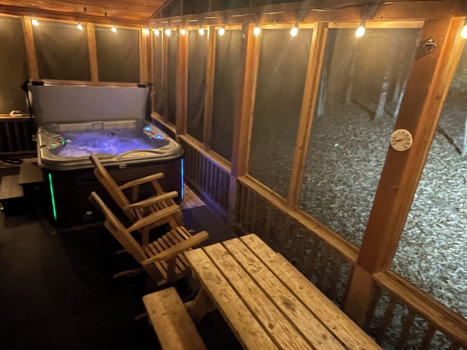 Relax on the porch or hot tub.