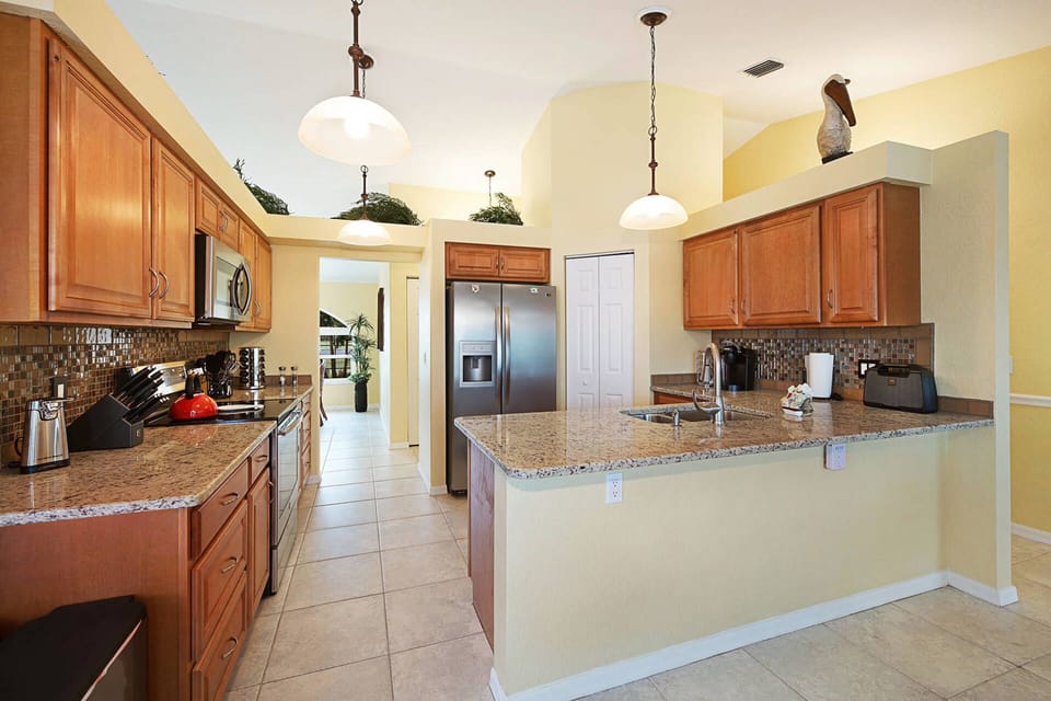 The kitchen is fully equipped