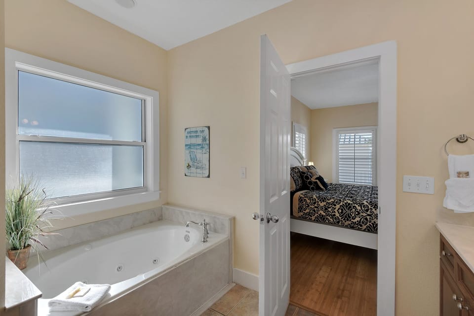 Master bath features a jetted tub!