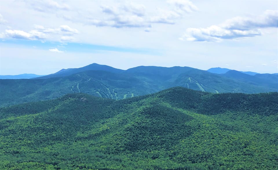 Attitash & Bear Peak Ski Areas from Iron Mountain Trail in Jackson, August 2020