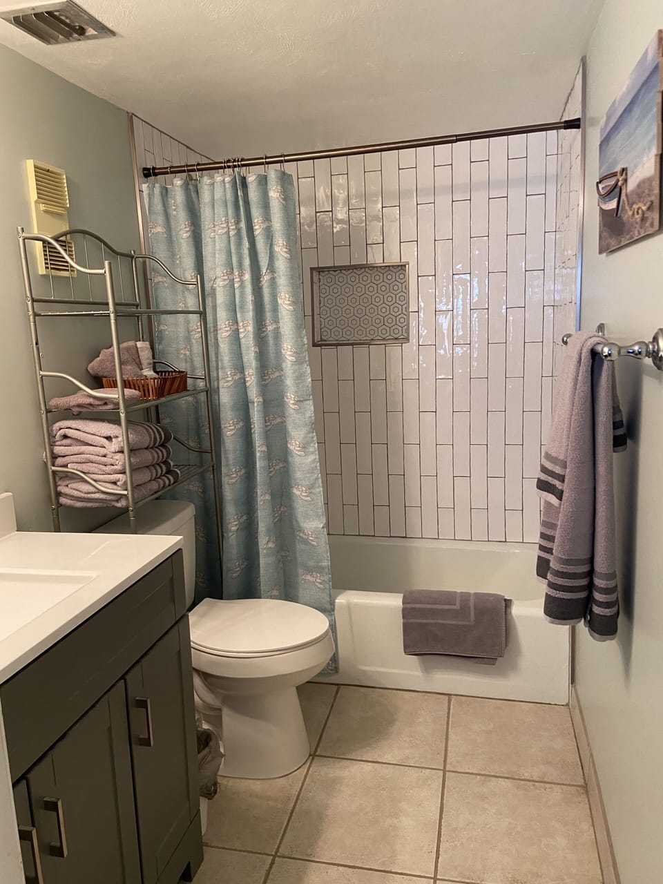 PRIMARY BATH newly tiled. 