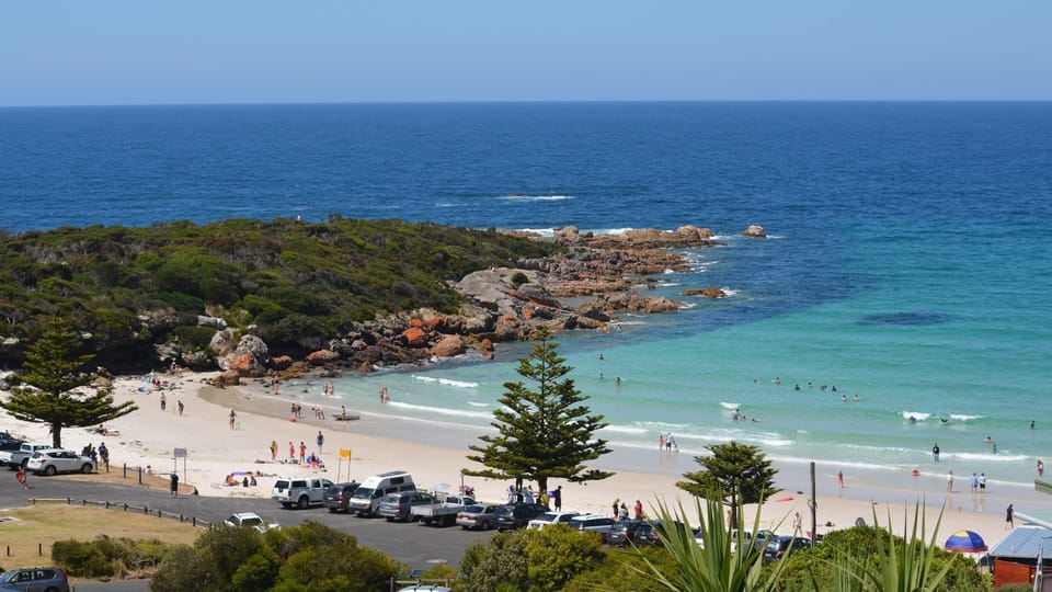 On the beach, sun loungers, beach towels