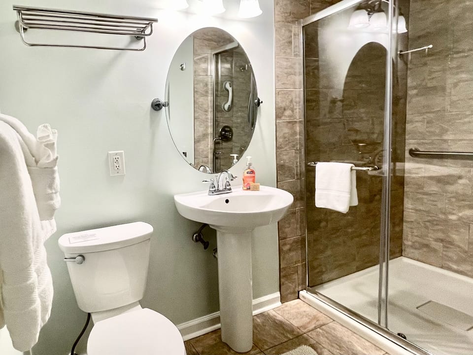 Beautiful shower with tile and glass