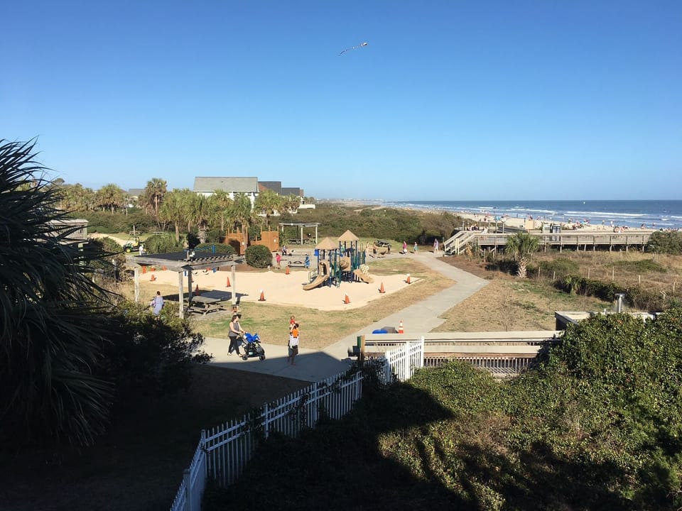 View from front door of beach front play ground.