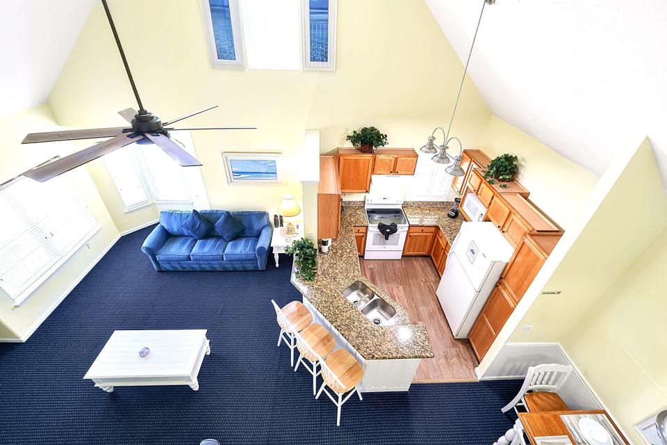 View of Living area from the loft  (New! 65" Roku TV has been added) 