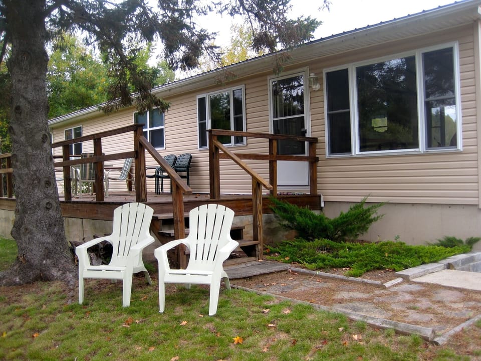 Back deck-180 deg. view of Whiteface Mtn to Jay Mtn. Sunsets. Table/chairs. 