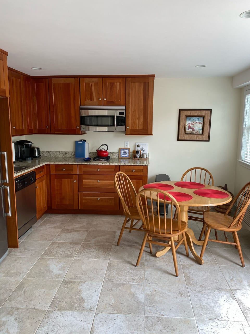 Kitchen area.  Keurig coffee maker, cook top, micro/convection oven, dishwasher