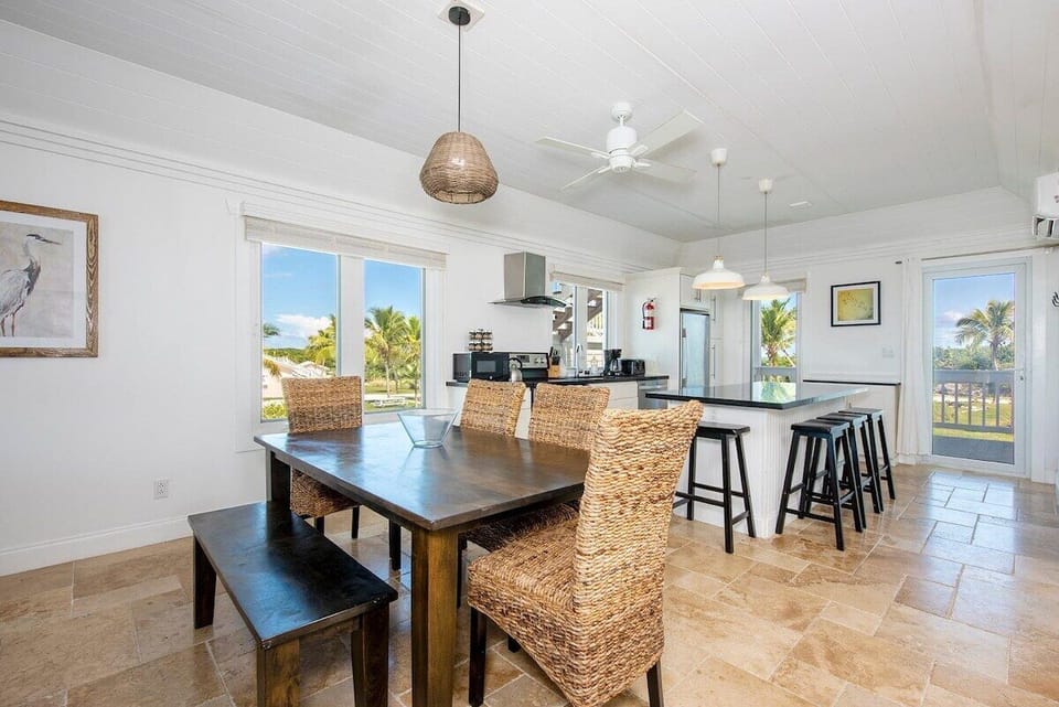Kitchen and dining area with phenomenal ocean views