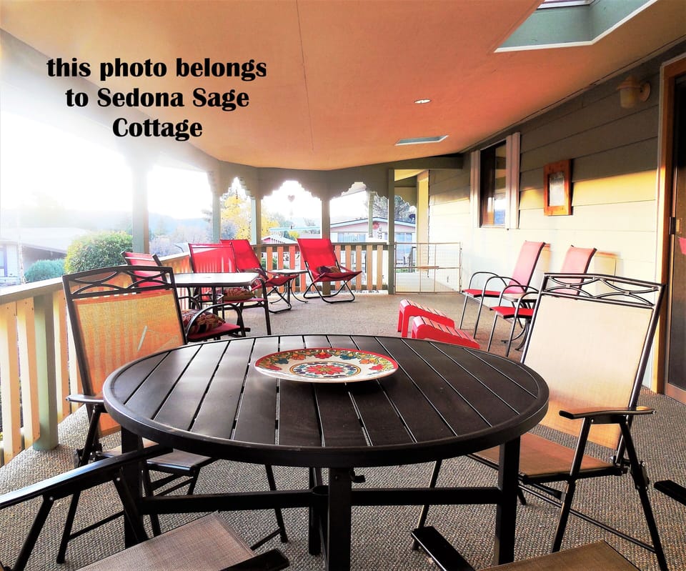 Dine outside on the covered deck.
