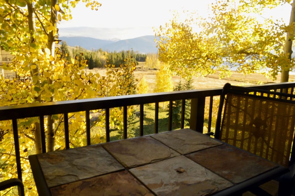 Fall colors and mountain views from the deck