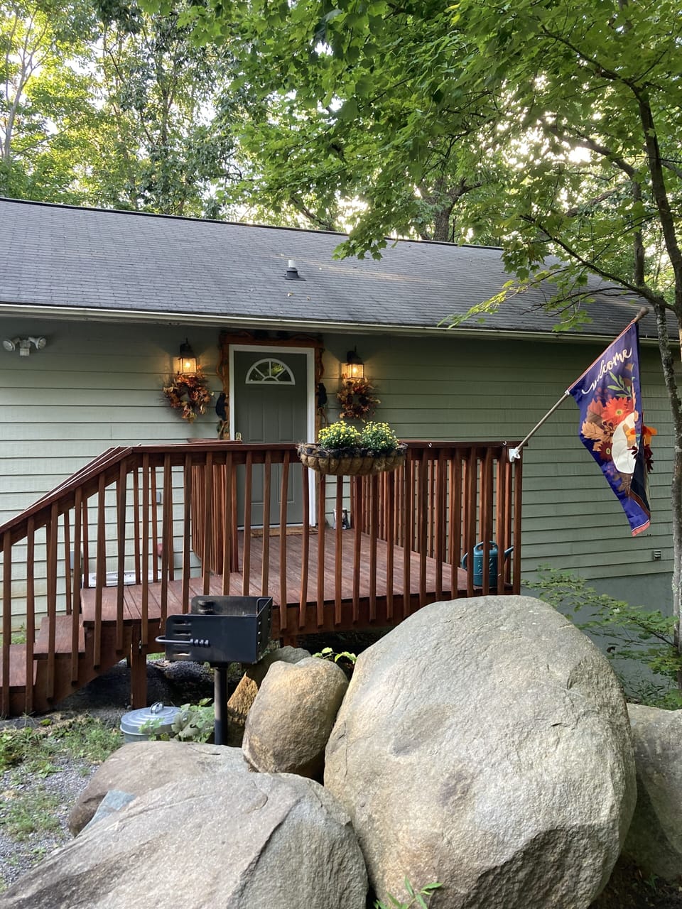 The welcoming front entrance is always decorated for the season.  