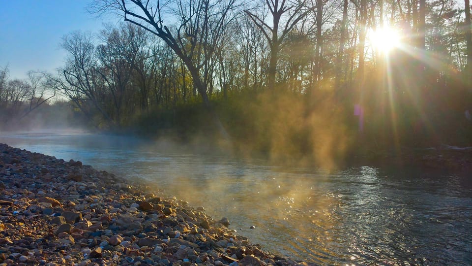 A foggy morning on the rock beach