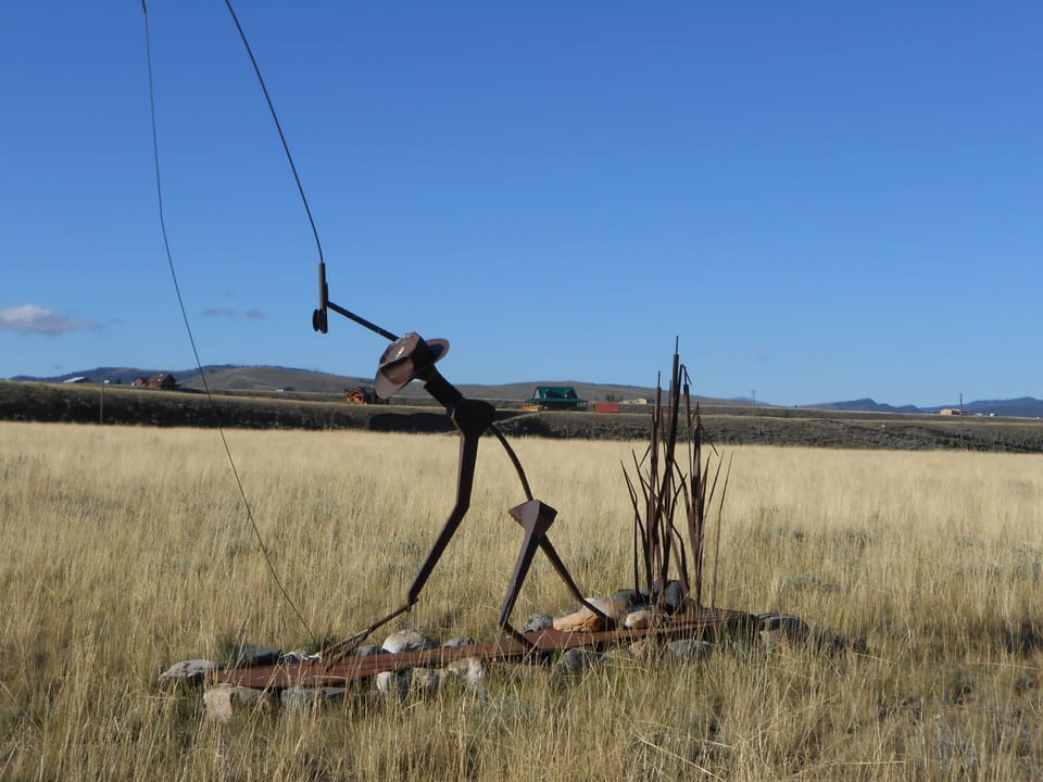 flyfishing sculpture on the property
