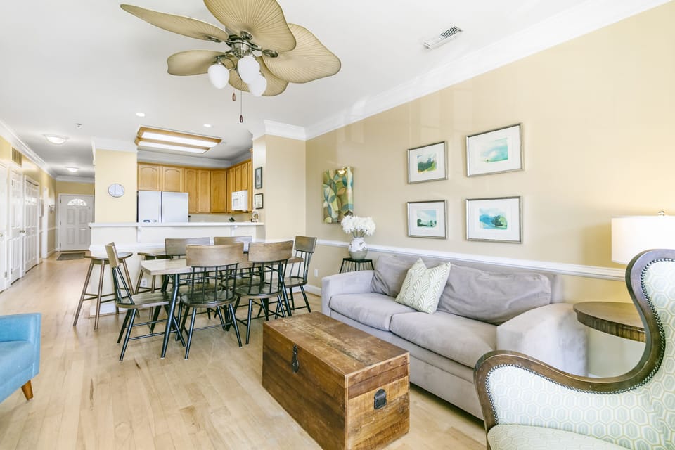 Open concept living room and dining space.