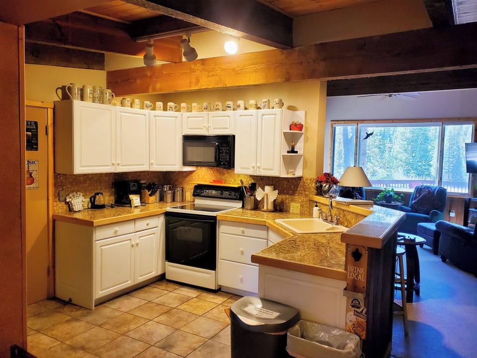 small but well stocked kitchen