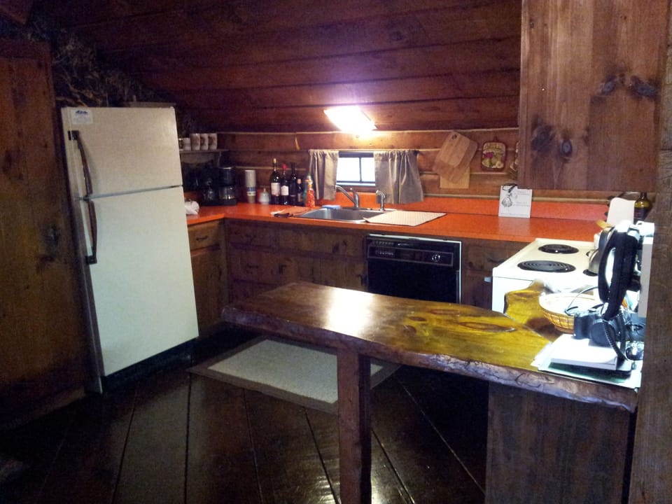 Functional open Kitchen with dishwasher, toaster, microwave and coffee machine.