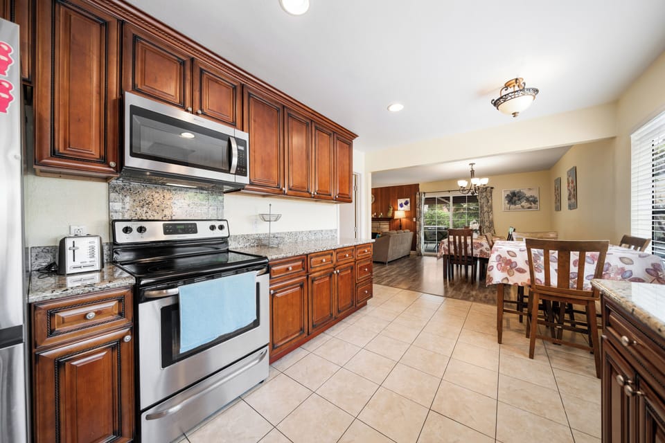 The fully stocked kitchen comes with all the essentials for your vacation meals
