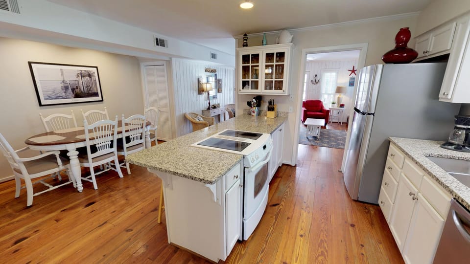 Renovated kitchen with granite countertops 