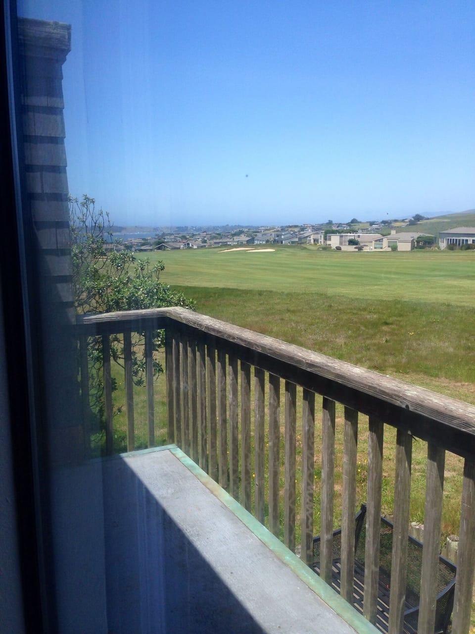 The view of the harbor from the top of the spiral staircase and loft. 