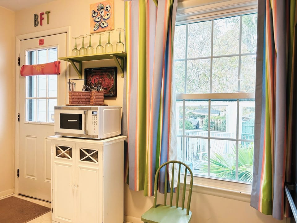 The Kitchen is right by the sunny private courtyard